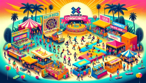 Experience the vibrant community events at X Games Ventura 2024. Enjoy activities like roller disco, skate jams, and local markets. Celebrate with the lively crowds along the sunny California coast.