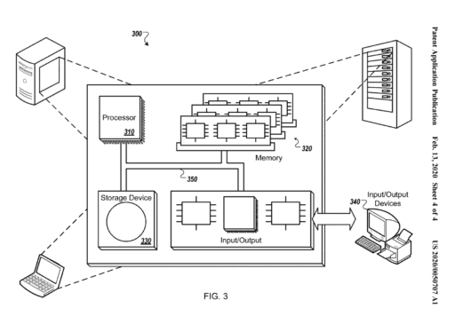 Diagram from a patent illustrating a system architecture used for processing heading vectors in website classification. The figure shows key components including a processor (310), memory (320), and storage device (330), interconnected to input/output devices (340). This system processes and stores data related to heading vectors, allowing it to classify websites based on structured information. External devices such as servers and user computers are depicted as part of the broader network, emphasizing how heading vectors are processed and integrated into website evaluation and search result generation.